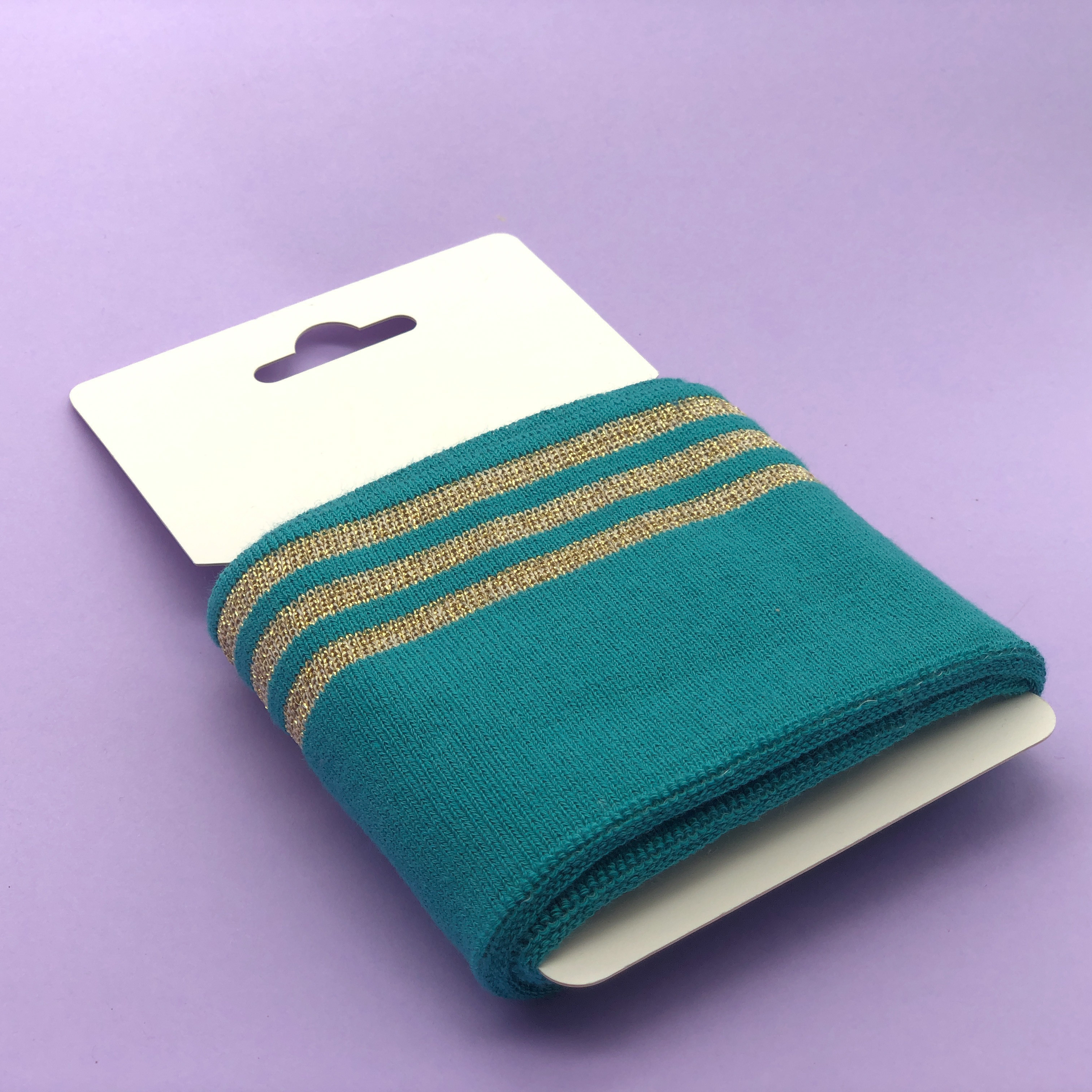 Turquoise and Gold Lurex Ribbed Trim - Maison Klem